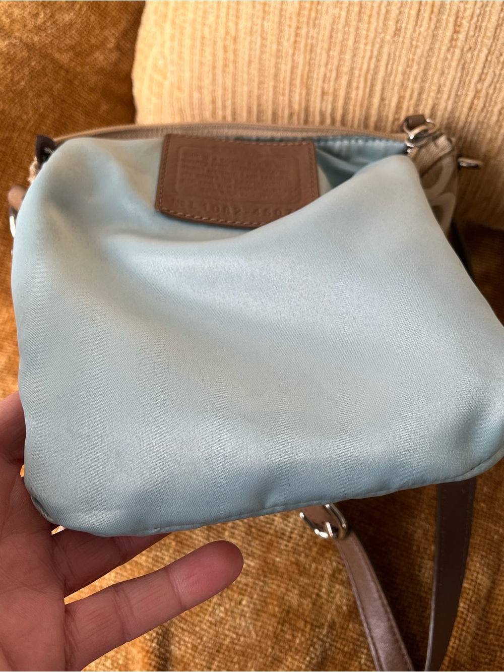 Coach 🤎🤍 Beige Tan Signature Op Art Crossbody Vintage EUC - Picture 9 of 11